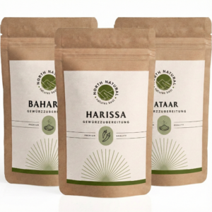 North Natural Orientalische Gewürze Set (3er Pack) – Zaatar, Baharat Harissa Gewürzmischung – North Natural