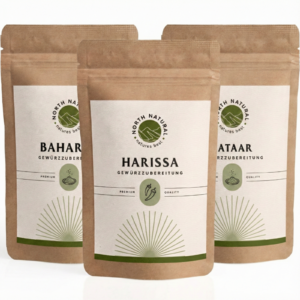 North Natural Orientalische Gewürze Set (3er Pack) – Zaatar, Baharat Harissa Gewürzmischung
